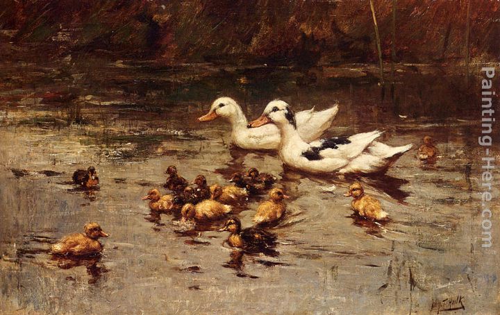Ducks Having A Swim painting - Johannes Frederik Hulk Ducks Having A Swim art painting